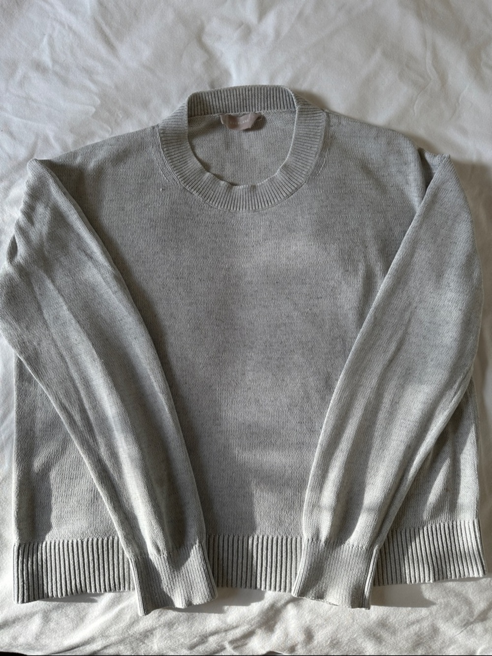 Everlane Women’s Light Gray Cotton Lightweight Crewneck Sweater